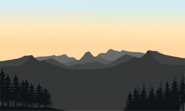 Gri dağ ve Ladin siluet