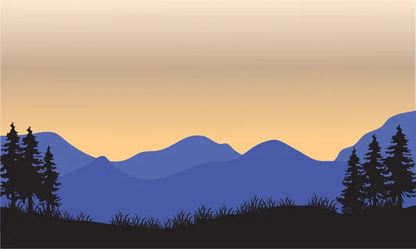 Silueta de montaña azul — Vector de stock