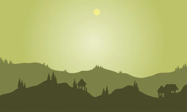 Silhouette der Hügel mit grünem Hintergrund — Stockvektor