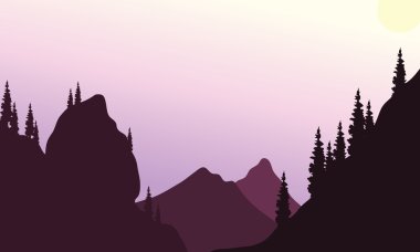 Hills mor arka planlar ile silüeti