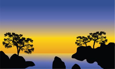 Silhouette deniz ve rock