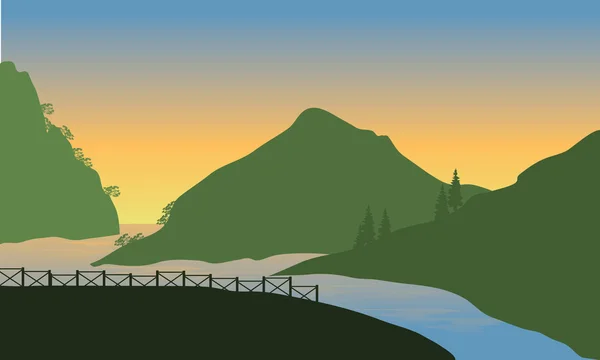 Vue de la rivière en montagne — Image vectorielle