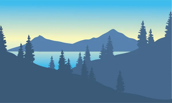 Paysage montagne avec épicéa — Image vectorielle
