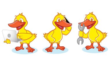 Duck Mascot Vectr with phone clipart