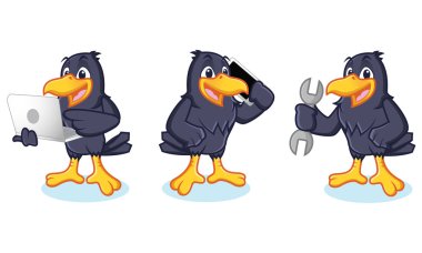 Crow Mascot with phone clipart