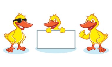 Ördek maskot vektör mutlu