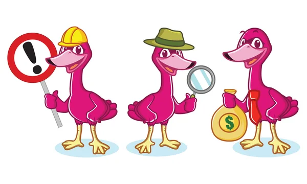 Swan mascotte Vector met geld — Stockvector