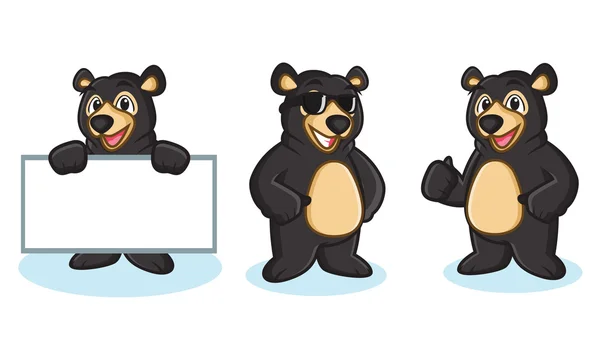 Zwarte beer mascotte gelukkig — Stockvector