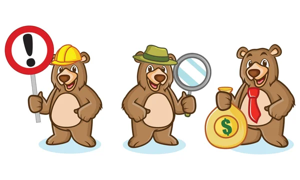 Grizzly Bear Mascote com dinheiro —  Vetores de Stock