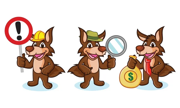 Coyote Mascota Vector con dinero — Vector de stock