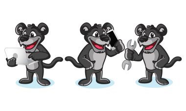 Panther Mascot Vector with laptop clipart
