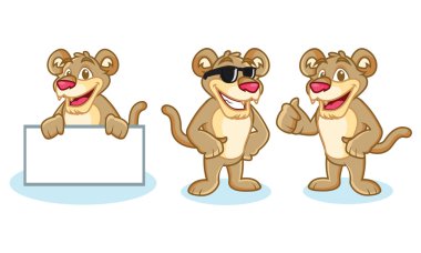 Puma maskot vektör mutlu