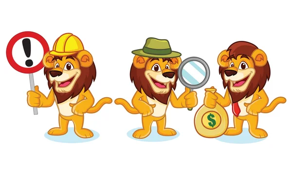 Mascotte de Lion vecteur avec de l'argent — Image vectorielle