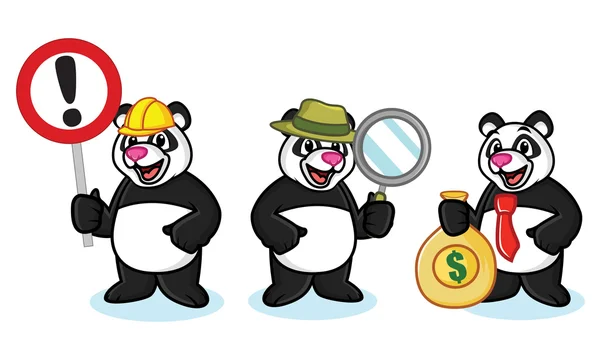 Panda Mascota Vector con dinero — Vector de stock