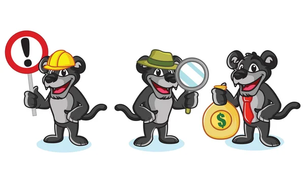 Panther mascotte Vector met geld — Stockvector