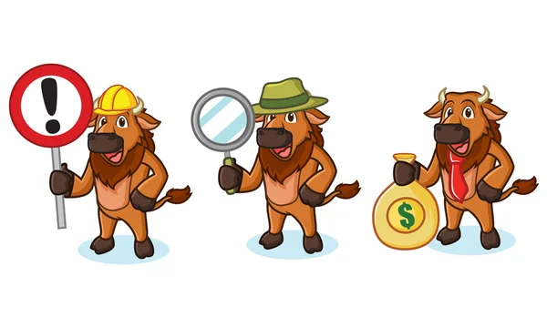 Bison Mascota Vector con dinero — Vector de stock