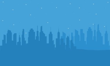Mavi arka plan ile bina silüeti
