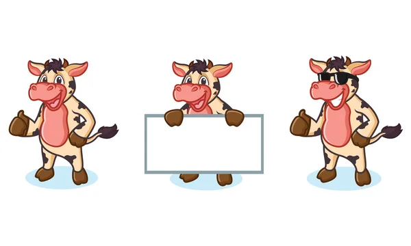 Koe en haar mascotte gelukkig — Stockvector