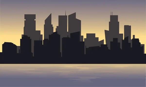 Silhouette der Stadt mit schwarzem Hintergrund — Stockvektor