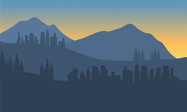 Illustrazione della silhouette della città — Vettoriale Stock