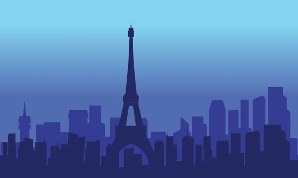 Sylwetka Eiffel w nocy — Wektor stockowy