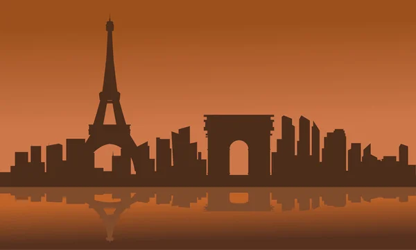 Silhouet van de Eiffeltoren met bruine achtergrond — Stockvector