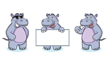 Su aygırı maskot vektör mutlu