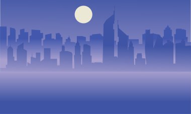 Moon ile Dubai şehir silüeti