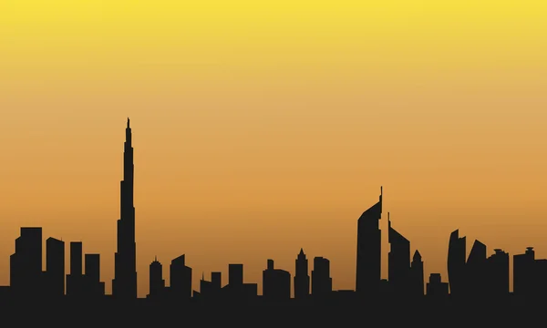Dubai på sunrise av siluett — Stock vektor
