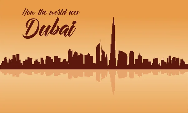 迪拜市的天际线轮廓与棕色背景 — 图库矢量图片