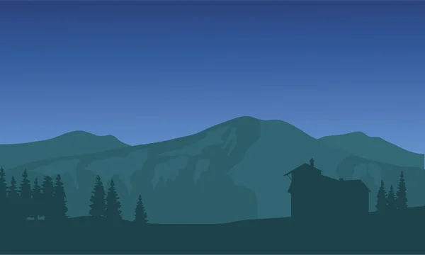 Silhouette des großen Berges bei Nacht — Stockvektor