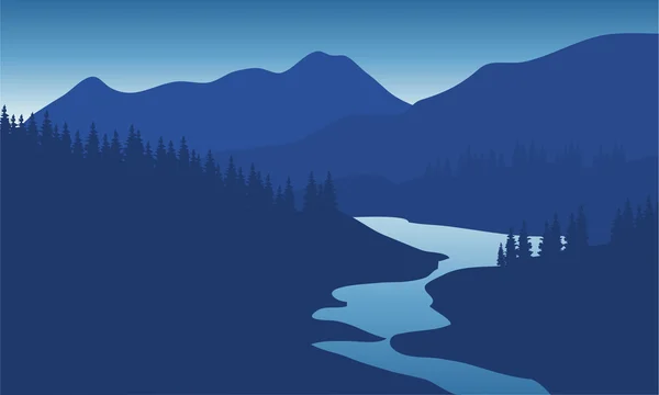 Красивий гірський пейзаж з річкою — стоковий вектор