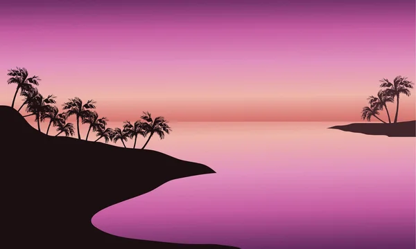 Spiaggia al tramonto silhouette — Vettoriale Stock