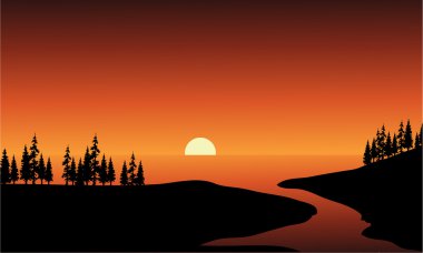 Silhouette nehir ve deniz