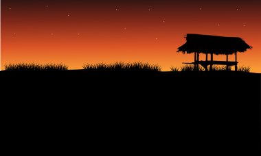 Silhouette gazebo ve çim