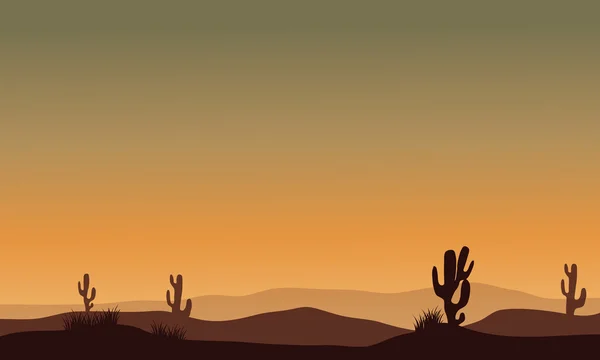Кактус в силуэте пустыни — стоковый вектор