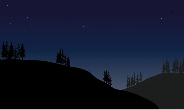 Landschaft Hügel in der Nacht — Stockvektor