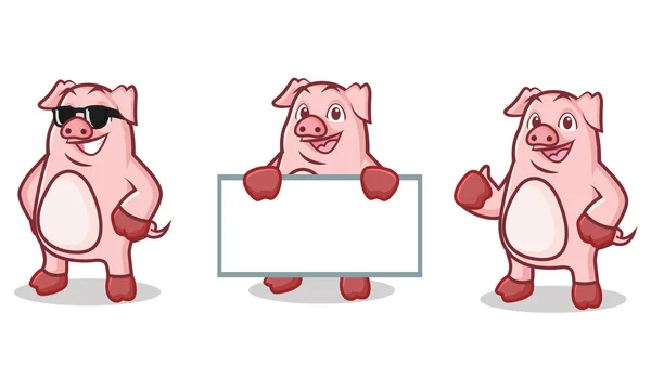 Mascotte de Cochon rose heureux — Image vectorielle