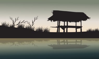 Eski kulübede alanları siluet