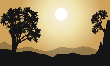 Tree hill siluet vektör