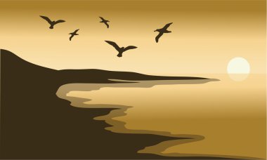 Günbatımı manzara plaj