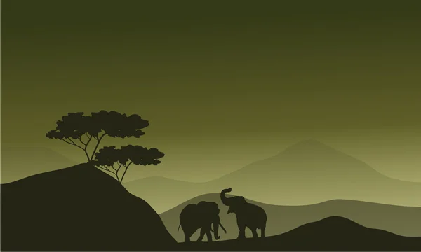 Sylwetka słoń w hills — Wektor stockowy