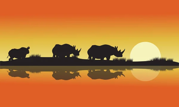 Silhuetten av en noshörning Afrika kulle — Stock vektor