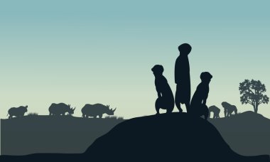 Silhouette çöl faresi ve gergedan