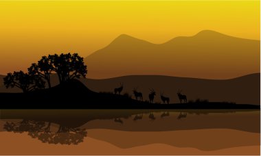 Antilop nehir silüeti