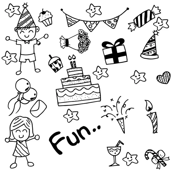 Birthday doodle for kids — Stock Vector