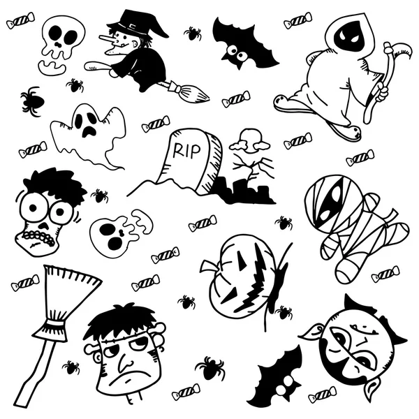 Doodle Halloween for kids — Stock Vector