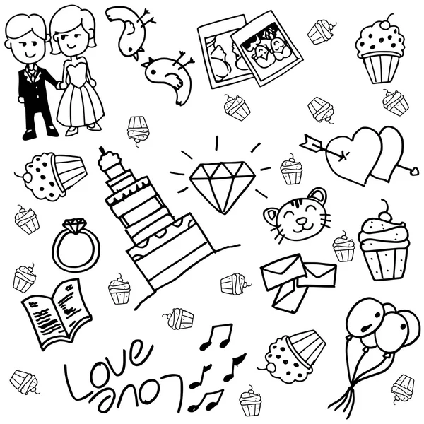 Wedding doodle vector — Stock Vector