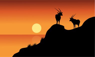 Antilop siluet cliff üzerinde