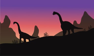 Brachiosaurus mor arka planlar ile silüeti